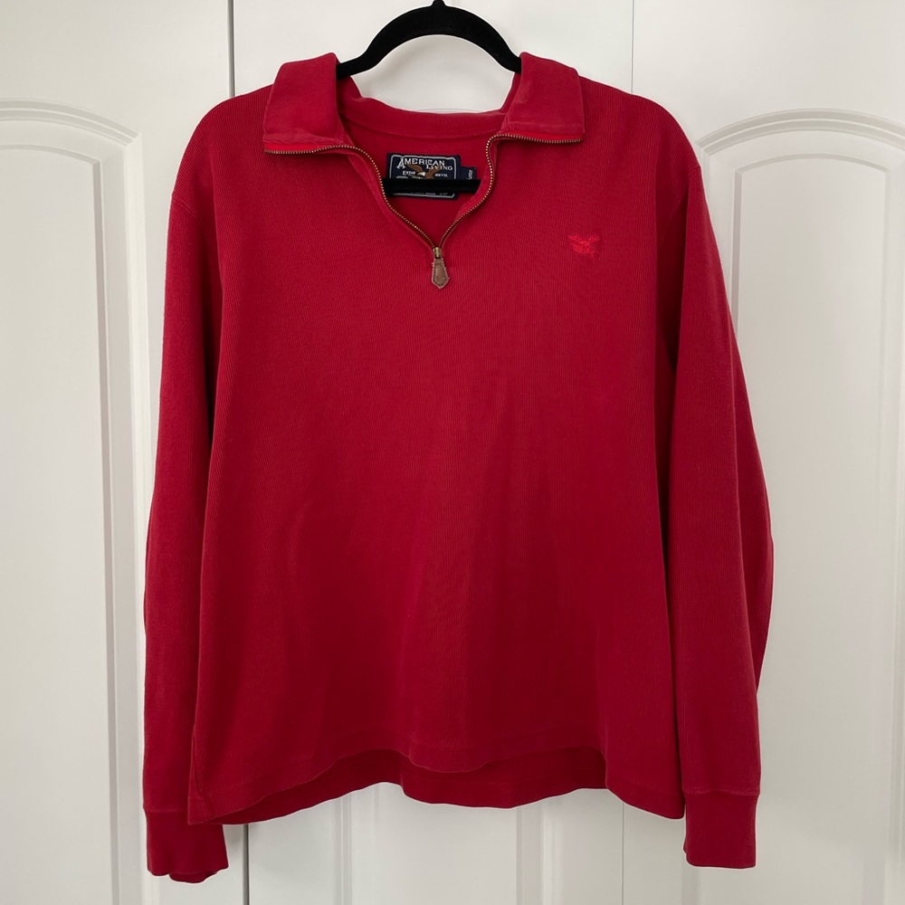 1/4 zip red pullover. Size Large
